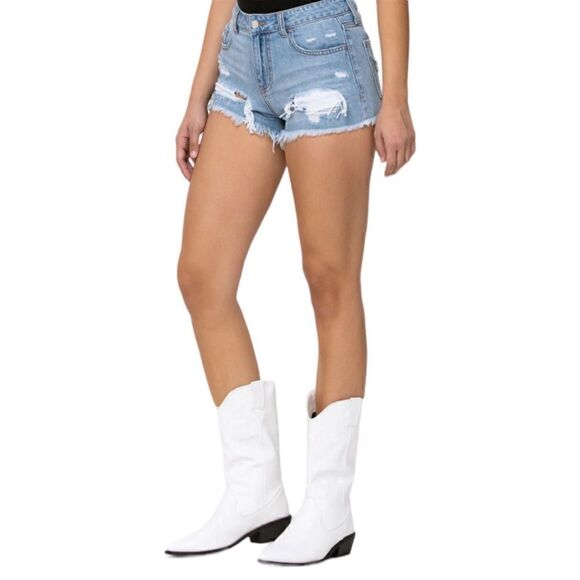 Cello High Rise Fray Hem Destroy Short - Picture 4 of 6